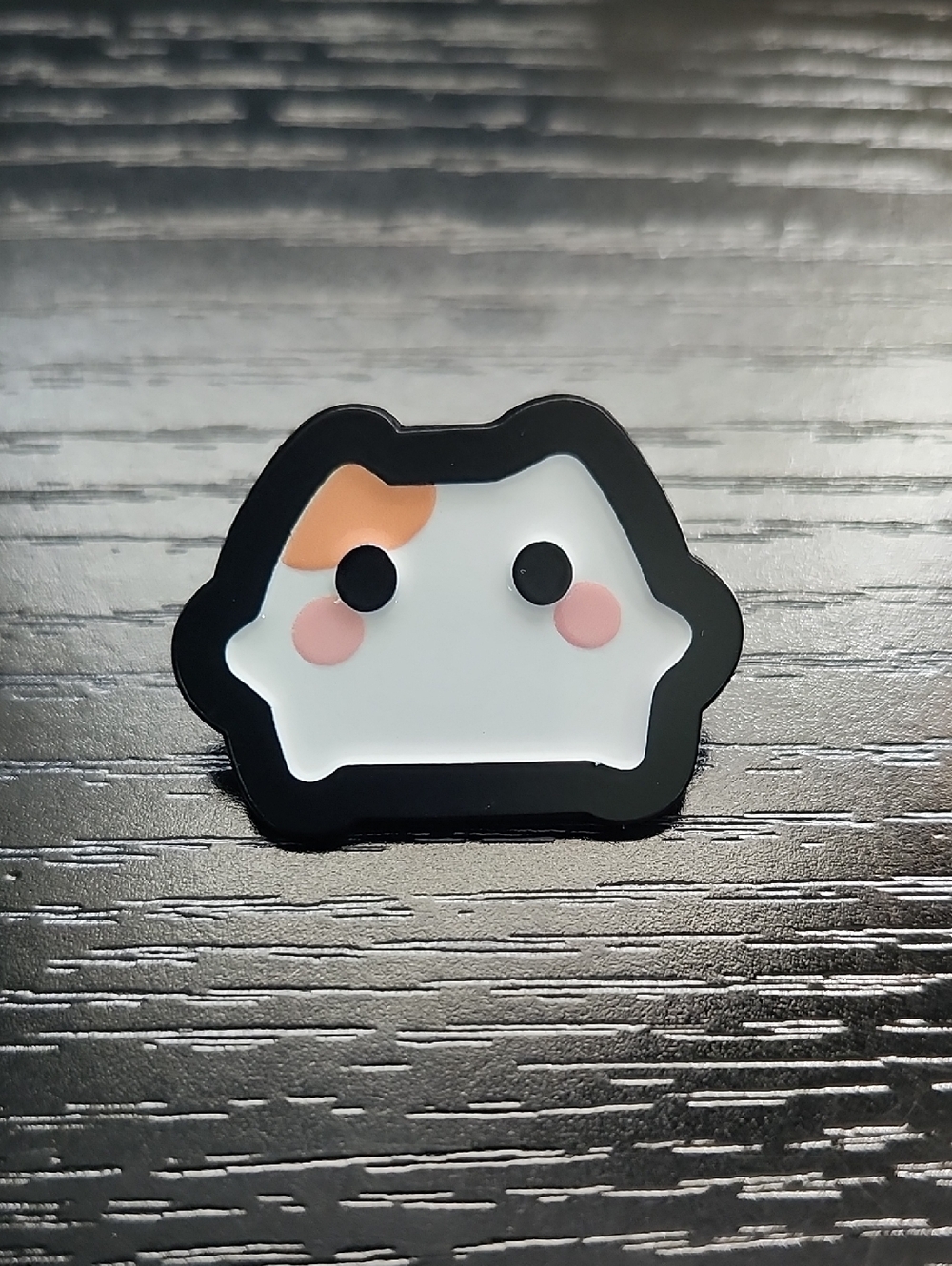 Cute Cartoon Cat Enamel Pin in Black, White, Peach